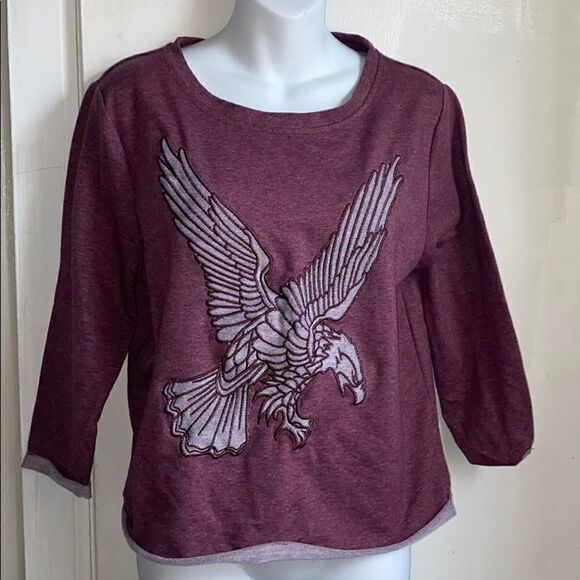 TOBI Fly Like An Eagle Heather Burgundy Sweater-S - Picture 2 of 6